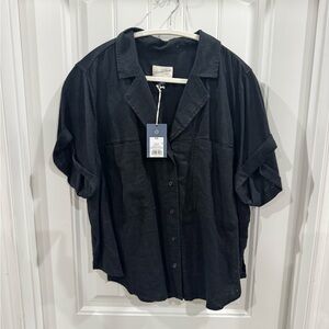 Universal Thread Black Button-Front Shirt Dress XXL NWT